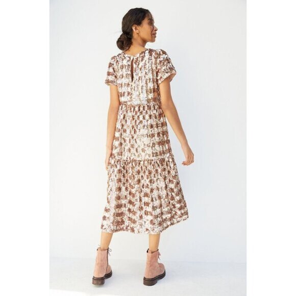 NWT Maeve by Anthropologie pink rose gold sequined midi dress S - Picture 4 of 10